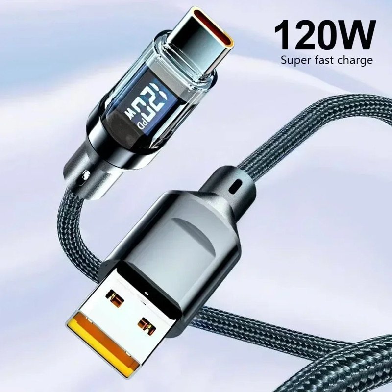 100W USB-C Braided Cable with LED Display (2m)